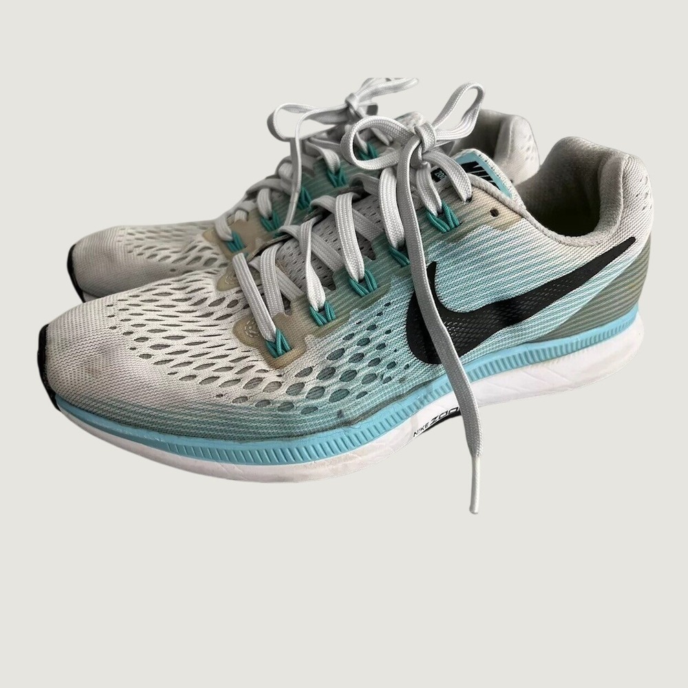 Nike Running Shoes Womens 7 White Zoom Pegasus 34 Blue 880560-101 Sneaker